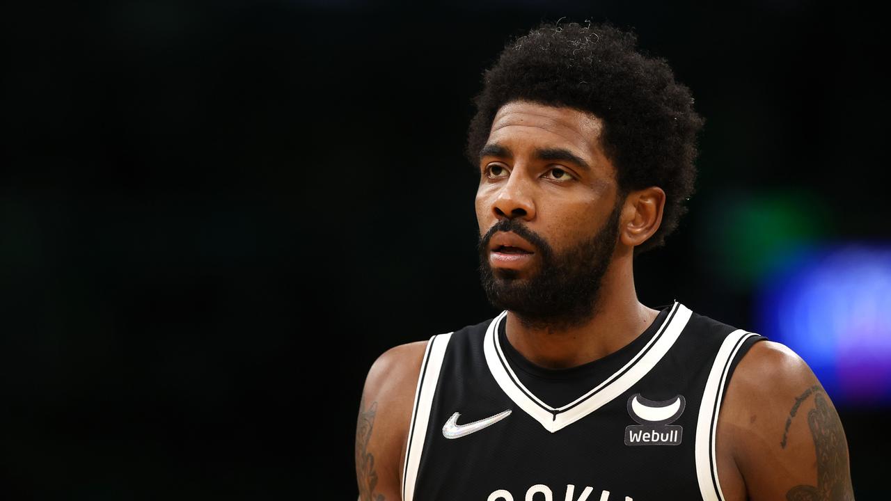 BOSTON, MASSACHUSETTS - APRIL 20: Kyrie Irving #11 of the Brooklyn Nets looks on during the second quarter of Game Two of the Eastern Conference First Round NBA Playoffs against the Boston Celtics at TD Garden on April 20, 2022 in Boston, Massachusetts. Maddie Meyer/Getty Images/AFP == FOR NEWSPAPERS, INTERNET, TELCOS &amp; TELEVISION USE ONLY ==