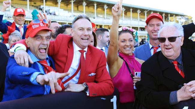 Redzel’s owners were in full voice at Royal Randwick. Picture: Getty Images