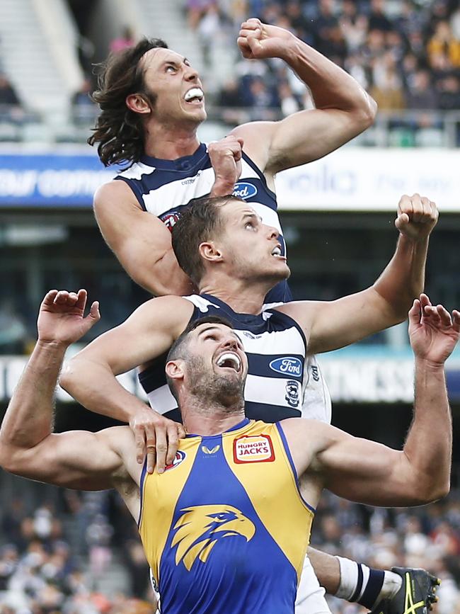 Jumping Jack Henry rose above against the Eagles. Picture: Daniel Pockett/AFL Photos/via Getty Images