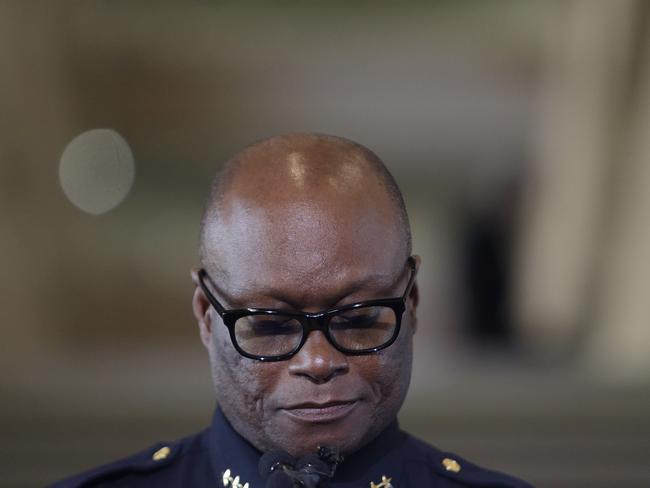 Dallas Police Chief David Brown said “there are no words to describe the atrocity that occurred to our city”. Picture: Mark Mulligan/Houston Chronicle