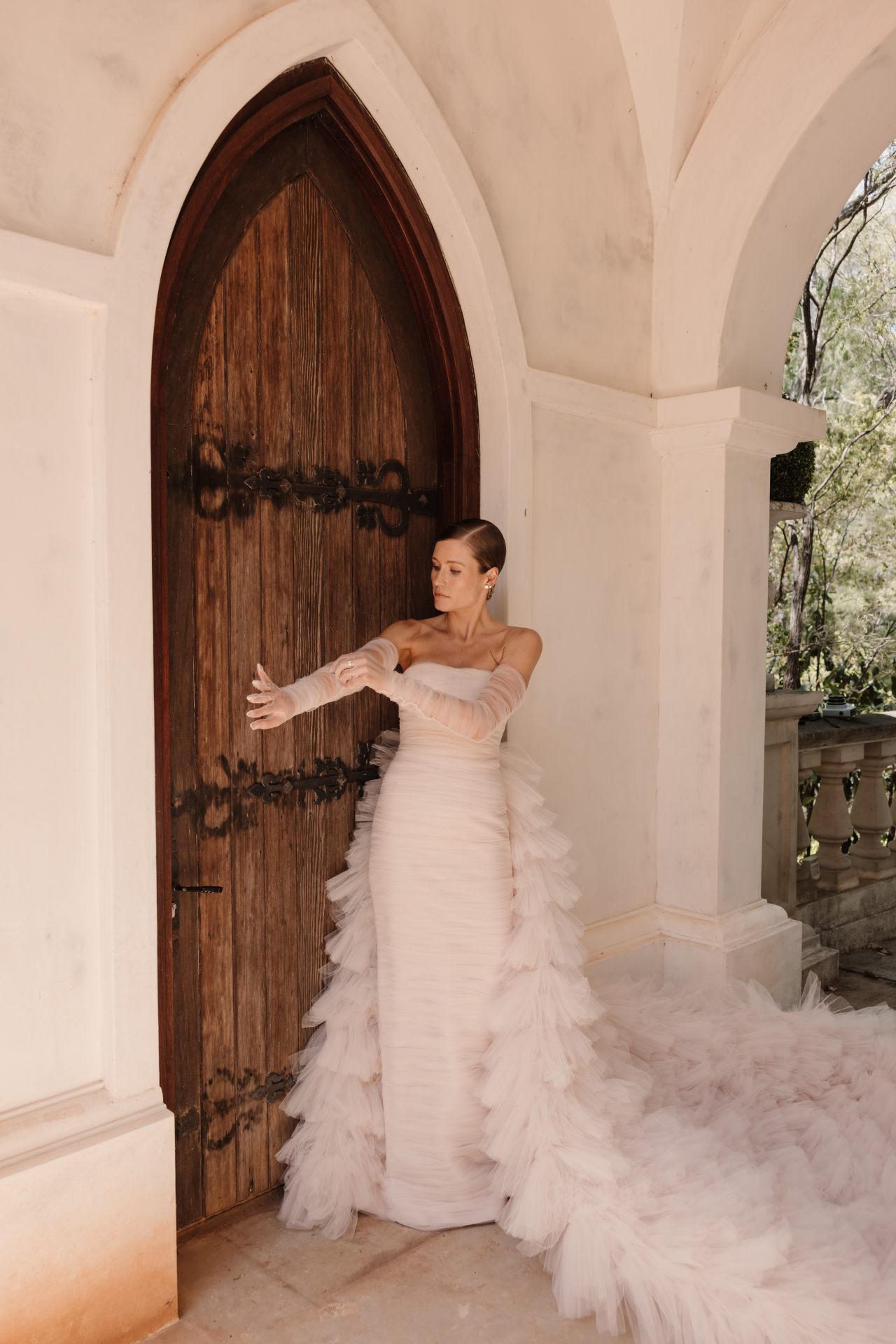 <p><i>Image credit: Alice Mahran. From </i><a href="https://www.vogue.com.au/culture/features/sophie-coote-wedding-sir/image-gallery/5c55b303eabeeaa2cfc94eaec04de3f5" target="_blank" rel="noopener"><i>Inside Sir designer Sophie Coote&rsquo;s secret garden wedding</i></a></p><h2><b>Sophie Coote in Khyeli</b></h2><p>Sir designer wore a blush-coloured gown at her wedding. &ldquo;I never saw myself in a dramatic dress like that, but there was something about it that felt so unique and different, and I also felt sexy&mdash;which might be weird to say about a wedding dress.&rdquo;</p>