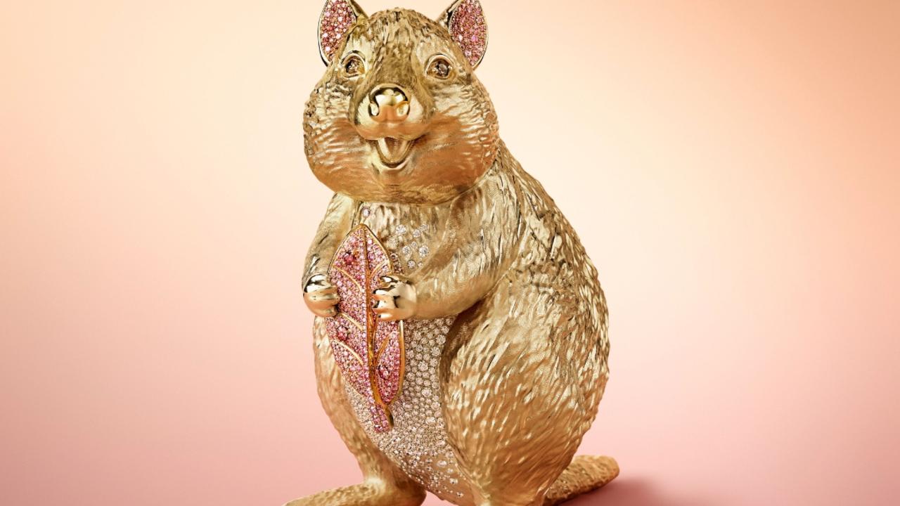 WA jeweller Linneys has created a $500,000 quokka using 3.39 carats of Argyle Pink Diamonds. Picture: Supplied