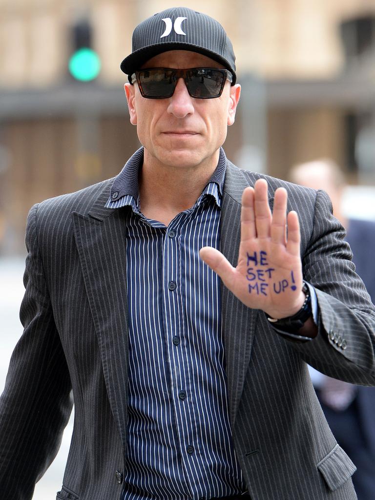 Polites grandson Markas Salkanovic arrives at the Adelaide Magistrates Court in 2016. Picture. Greg Higgs