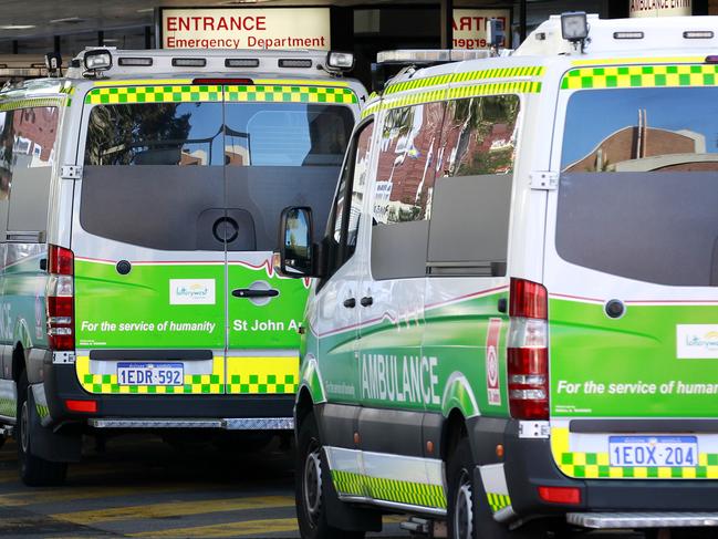 Generic images of ambulance ramping at emergency Ambulances outside Royal Perth Hospital