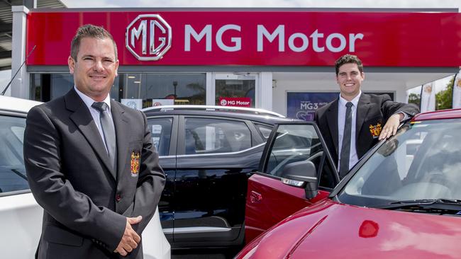 Gold Coast MG Dealer principal Peter Lynton and sales manager Jack Pickering. Picture: Jerad Williams