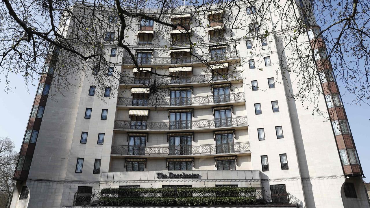 A general view shows the facade of The Dorchester hotel in London, part of the Dorchester Collection of hotels owned by the Brunei government. Picture: Adrian Dennis / AFP