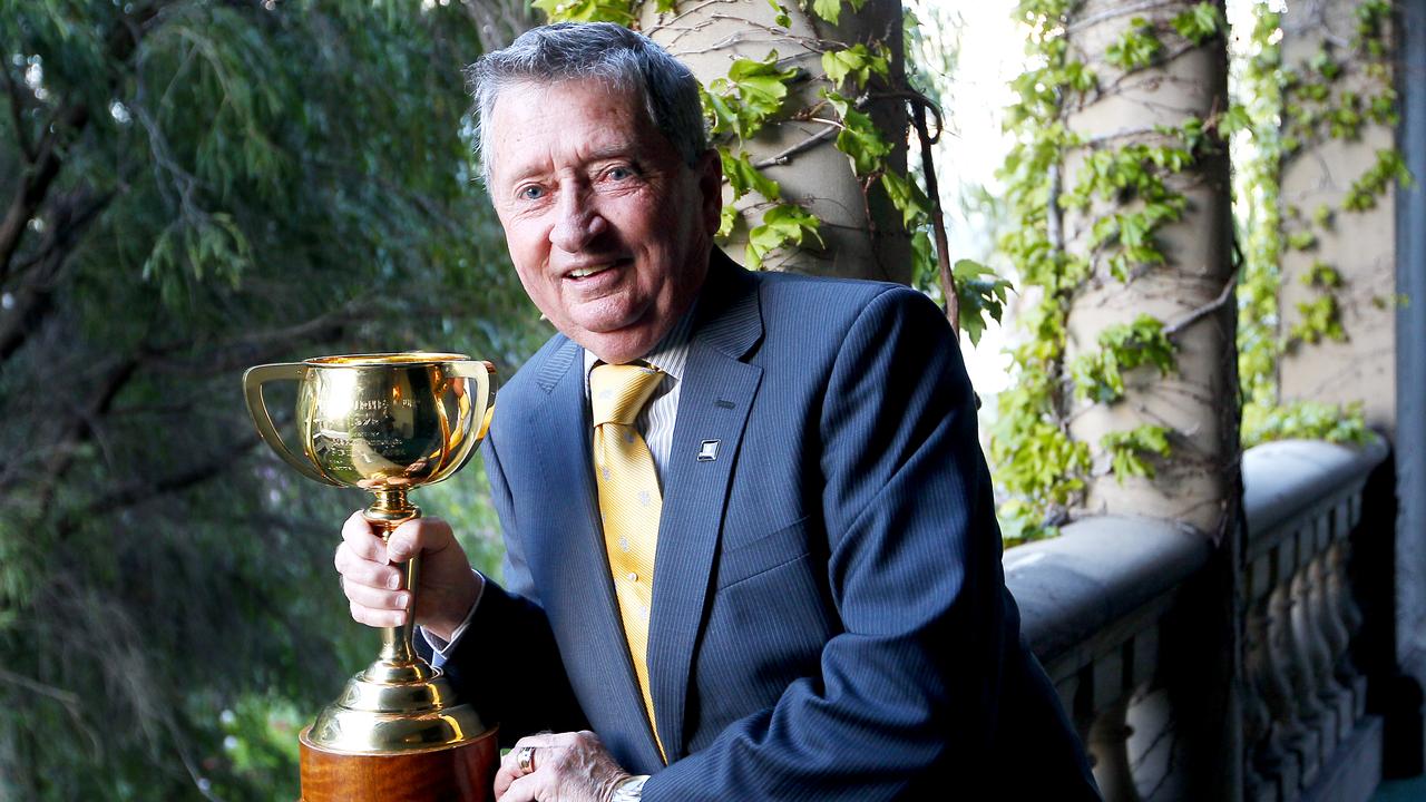 For Sun Tas. 40th anniversary of Melbourne Cup win by Piping Lane ridden by John Letts. John Letts with the cup.
