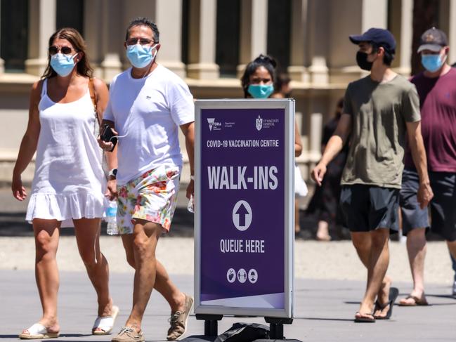 A vaccine centre at the Royal Exhibition Building. Picture: Ian Currie