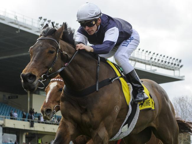 MELBOURNE, AUSTRALIA - AUGUST 26:  Ben Melham riding Almandin finishing runner up in Race 5  during Melbourne Racing at Moonee Valley Racecourse on August 26, 2017 in Melbourne, Australia.  (Photo by Vince Caligiuri/Getty Images)