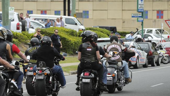 According to the Hells Angels’ world rules, members must ride a motorcycle no smaller than 750cc. Picture: Mark Cranitch.