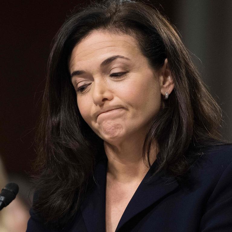 Sheryl Sandberg testifies before the US Congress in 2018. Picture: Jim Watson/AFP