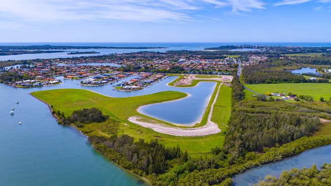 An aerial view of the land for the Yamba Quays development