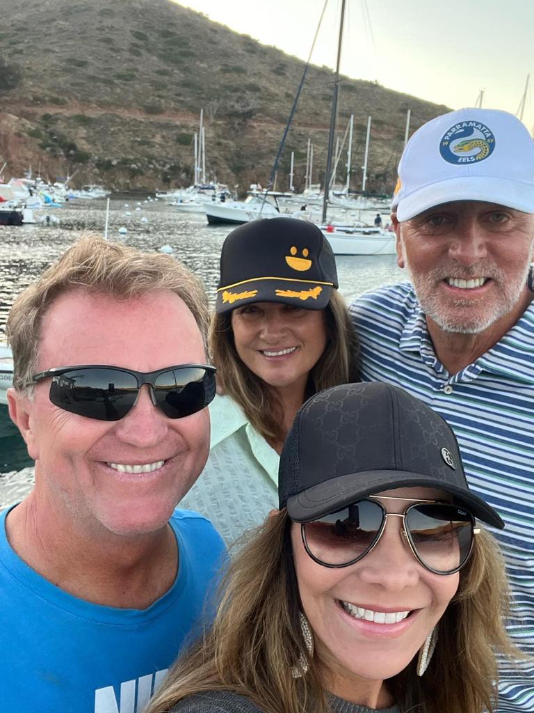 Brian Houston, top right, Bobbie Houston, centre, with friends at Santa Catalina island. Picture: Instagram