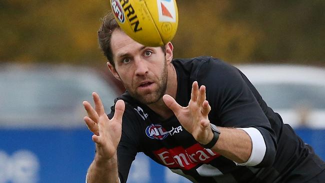 Travis Cloke at Collingwood training on Thursday. Picture: Wayne Ludbey
