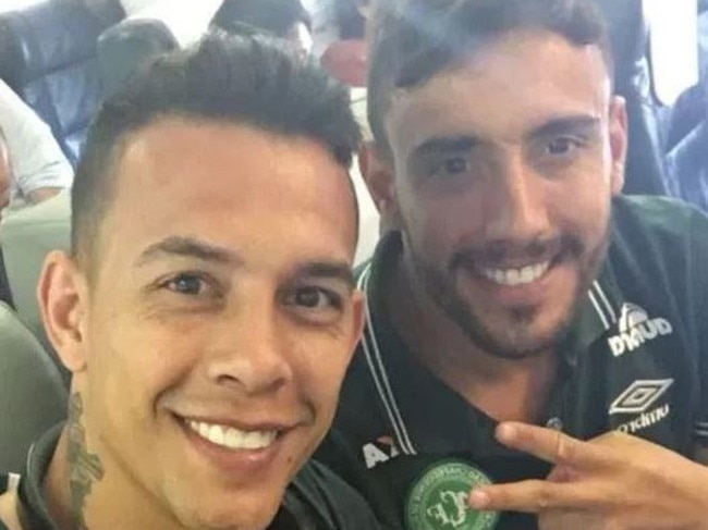 Alan Ruschel Snapchatted this image with Marcos Danilo before takeoff. Picture: Snapchat