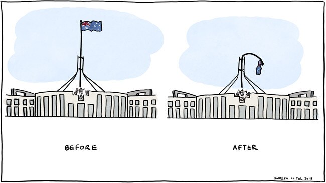 Jon Kudelka Letters page cartoon for 16-02-2018Version:  (650x366)COPYRIGHT: The Australian's artists each have different copyright agreements in place regarding re-use of their work in other publications.Please seek advice from the artists themselves or the Managing Editor of The Australian regarding re-use.