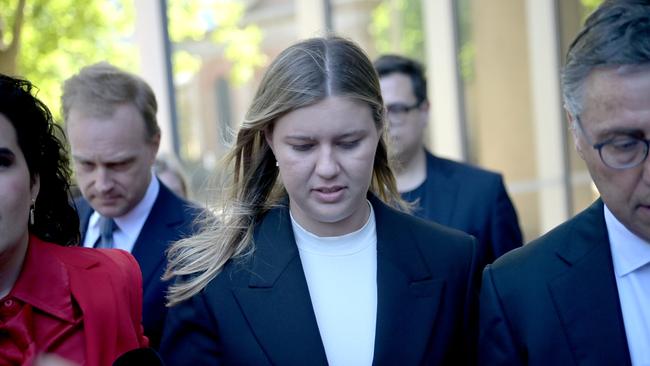 Brittany Higgins leaves Federal Court during the defamation case against Network 10 and Lisa Wilkinson. Picture: NCA NewsWire/Jeremy Piper