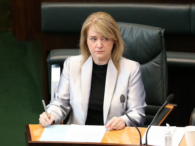 Independent MP Madeleine Ogilvie during question time in State Parliament. Picture: Zak Simmonds