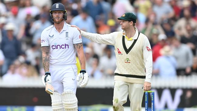 Steve Smith consoles Ben Stokes at the end of his swashbuckling innings at Lord’s. Picture: Getty Images