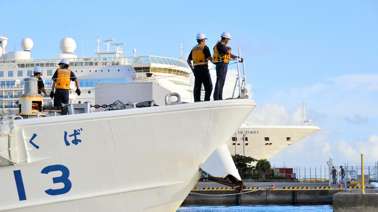 A Japan Coast Guard vessel departs for near Senkaku Islands in 2017 after reports of overfishing in the area by Chinese vessels. Picture: The Asahi Shimbun via Getty Images