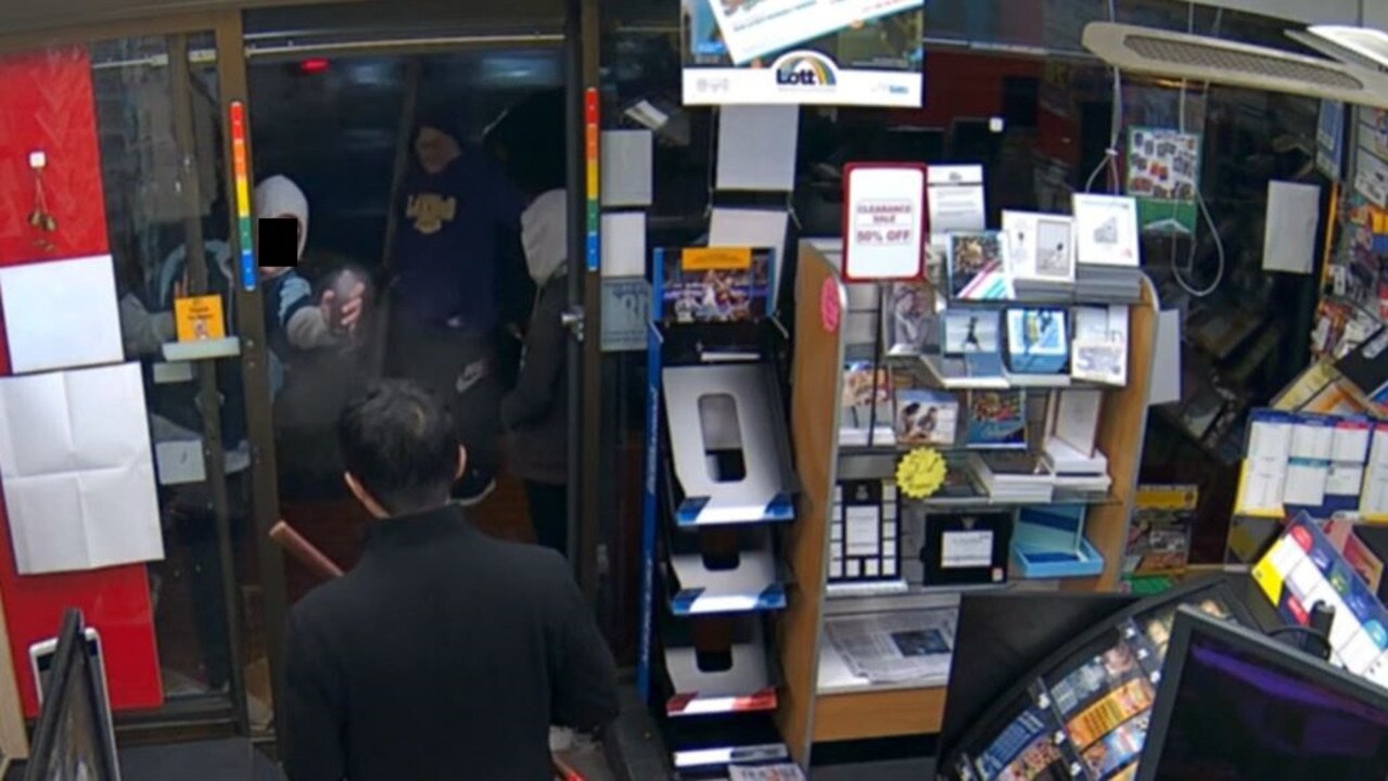 Youths harassing shopkeepers in Moonah. Image: CCTV.