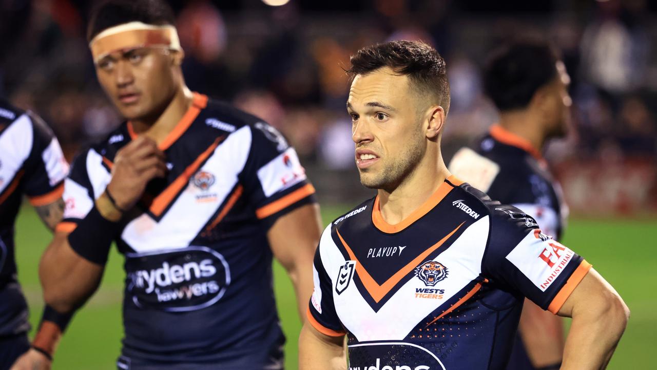 Luke Brooks had to deal with intense scrutiny as one of the highest-paid players when he was at the Tigers. Picture: Jenny Evans/Getty Images