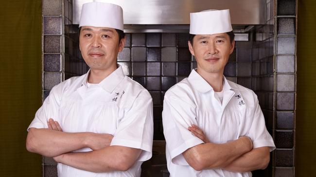 Chef Kakinuma (pictured with chef Miyakawa) will cater to your every sushi whim and desire. Picture: Supplied