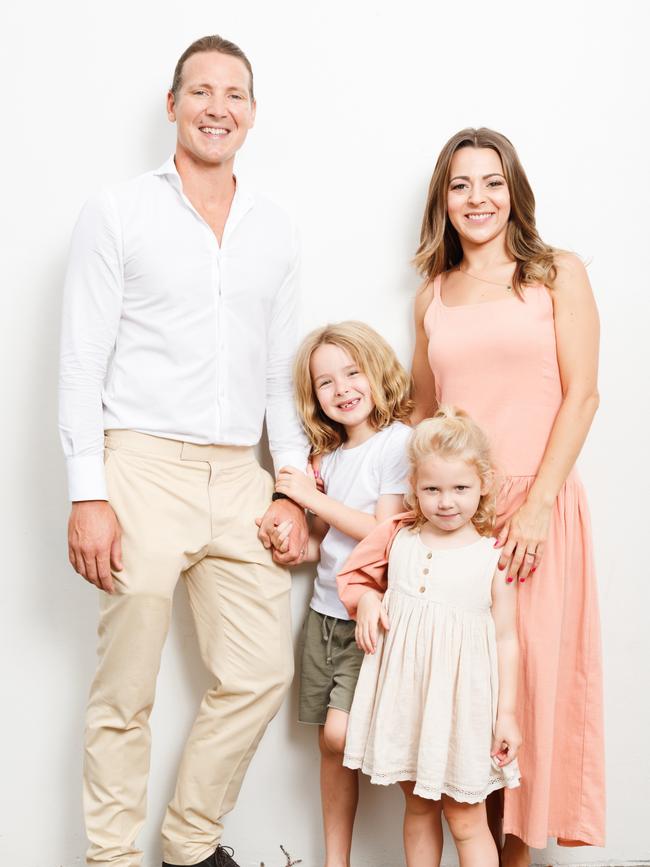 Glenn Piper with wife Alexandra Piper and their children Lincoln and Sia. Picture: Steven Woodburn