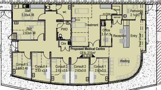 Plans for the one-storey building depict five consult rooms, a large treatment room, and a skin assessment room.