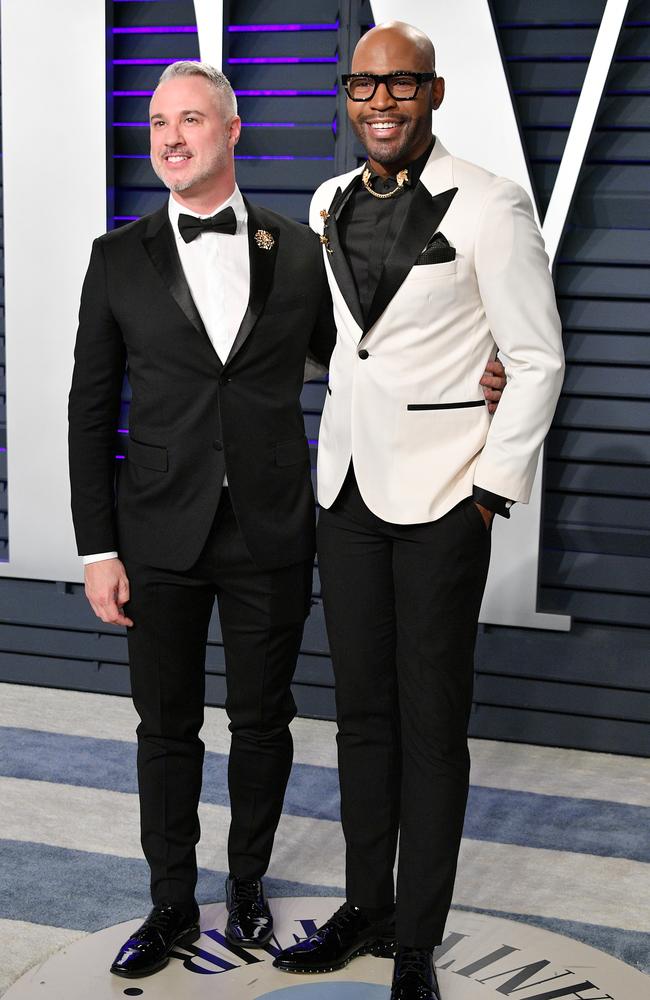 Ian Jordan (L) and Karamo Brown attend the 2019 Vanity Fair Oscar Party hosted by Radhika Jones at Wallis Annenberg Center for the Performing Arts on February 24, 2019 in Beverly Hills, California. (Photo by Dia Dipasupil/Getty Images)