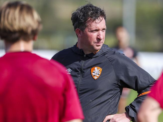Roar coach Robbie Fowler is seen during a team training session at Logan Metro Sports Park in Brisbane, Tuesday, July 2, 2019. (AAP Image/Glenn Hunt) NO ARCHIVING