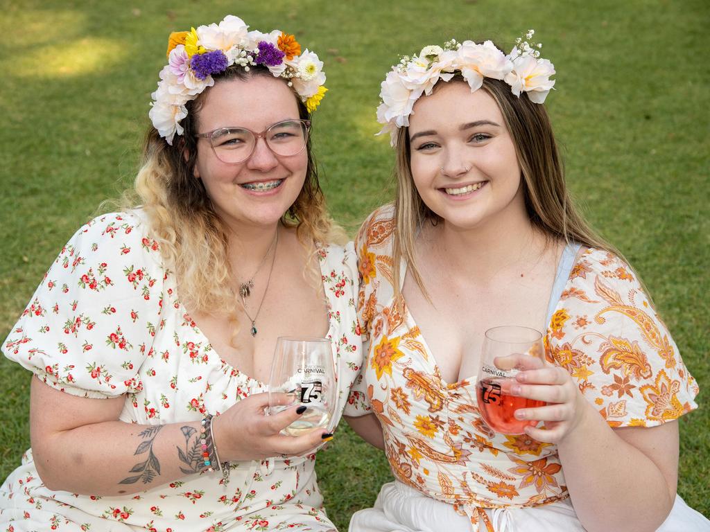 Jorjah Wilson (left) and Jemma Gainey at the Toowoomba Carnival of Flowers Festival of Food and Wine, Sunday, September 15, 2024. Picture: Bev Lacey