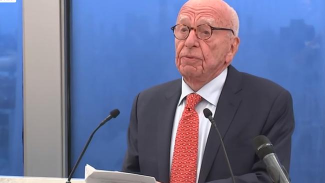 Rupert Murdoch speaking at Opening of new American Australian Association office in New York. Picture: Sky News