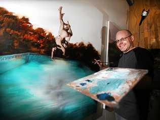 Local Tweed Heads Archibald Artist in his studio at Murwillumbah Art Precinct. Picture: Scott Powick