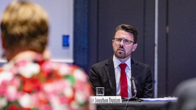 Senator Jonathon Duniam at the Public Hearing on Australian Antarctic Division Funding on Monday 29th January 2024 at the Hotel Grand Chancellor, Hobart. Picture: Linda Higginson