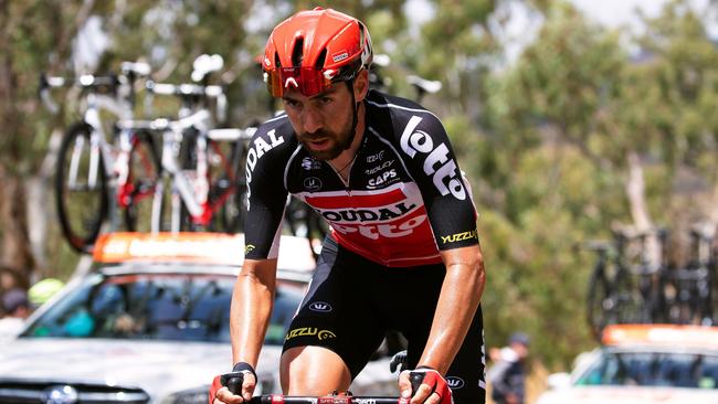 Thomas De Gendt competes during Stage 3 of the TDU – alcohol-free, obviously. Picture: Daniel Kalisz/Getty Images