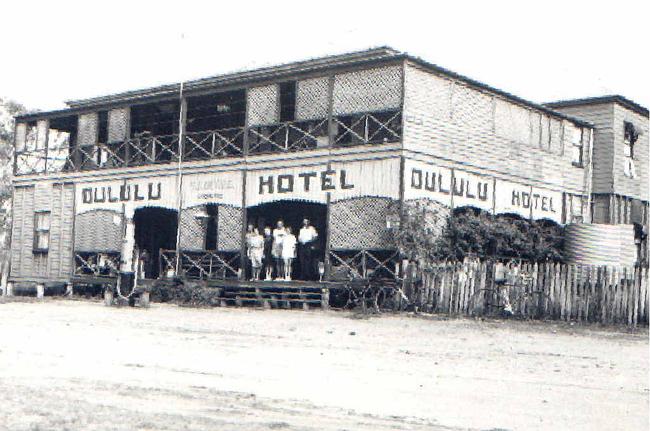 HISTORIC BUILDING: The Dululu Hotel around the late 1930s or early 1940s. James and Sophia Duthie are pictured. Picture: Contribued