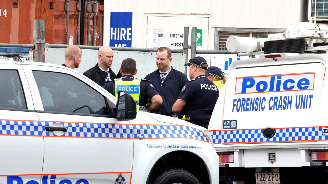 Police at the scene where a worker was left fighting for life after an incident where he was hit with a metal object. Photo Steve Pohlner