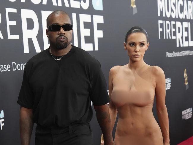 Kanye West and Bianca Censori left onlookers shocked at the 67th annual Grammy Awards. Picture: AP