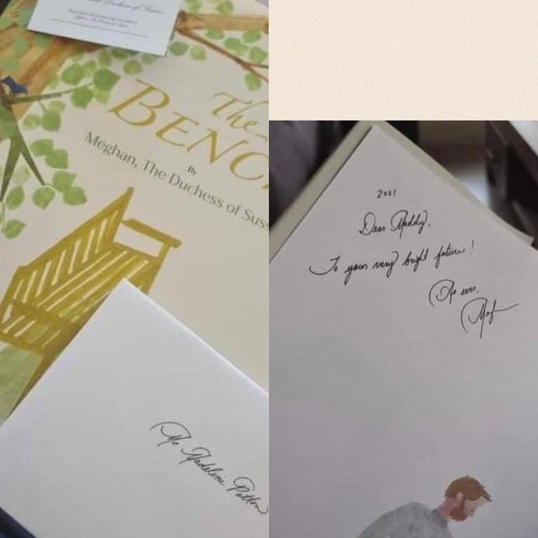 Meghan also sent the fan a signed copy of her book The Bench. Picture: Instagram/ _duchess_of_sussex