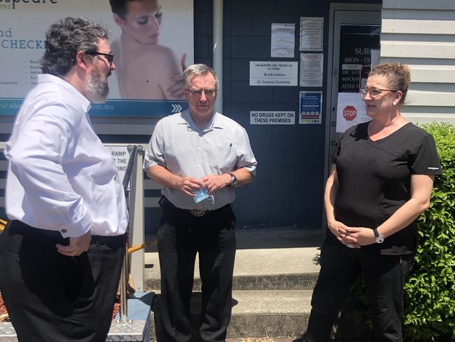 Dawson MP George Christensen, Dr Graeme Cumming and Dr Nicole Higgins speaking about a solution to Mackay's doctor shortage a few weeks ago. Picture: Madeleine Graham