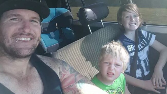 Richard Symes, who died on Wednesday February 23 about 1.45pm when he was crushed by a car at his home at Strathpine, with his boys Calen and Axton. Photo: contributed.