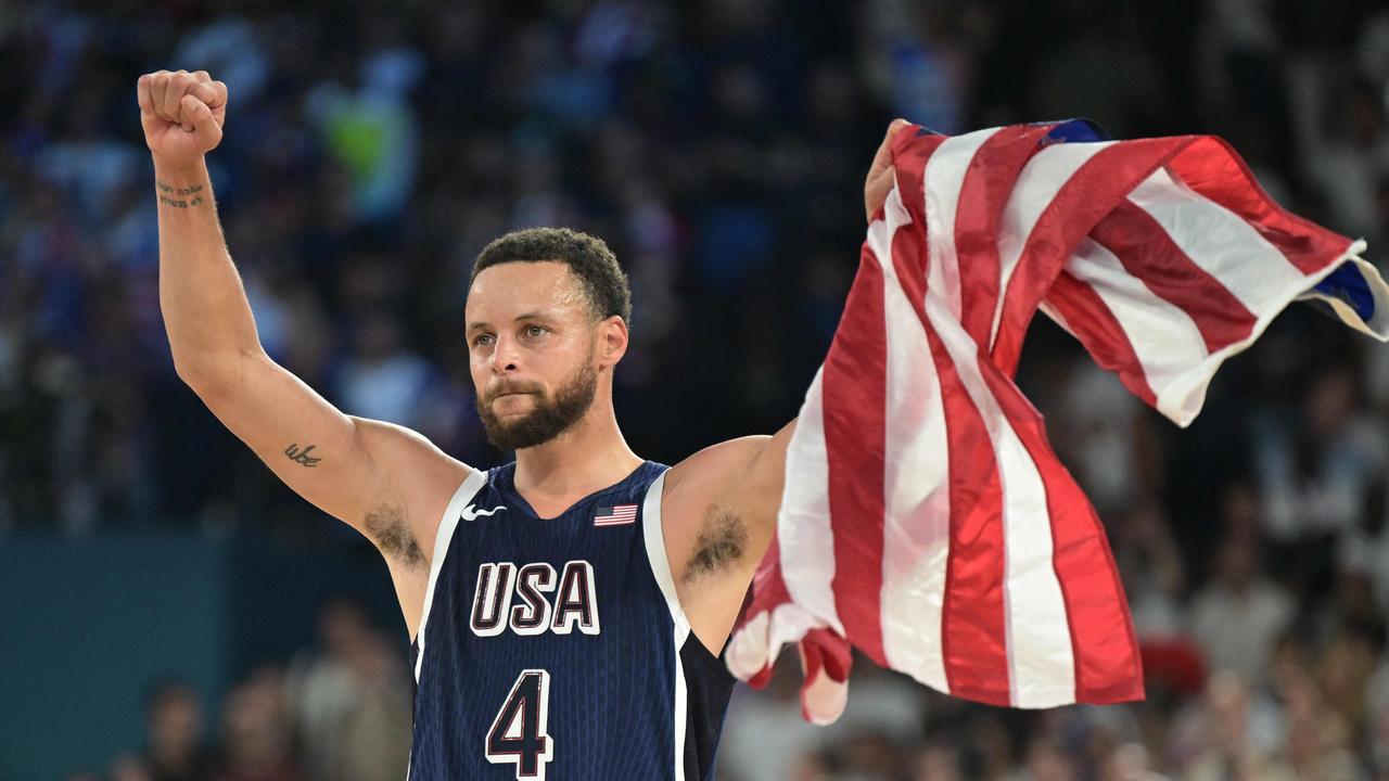 Stephen Curry of the United States celebrates during the gold-medal game win over France. Picture: AFP