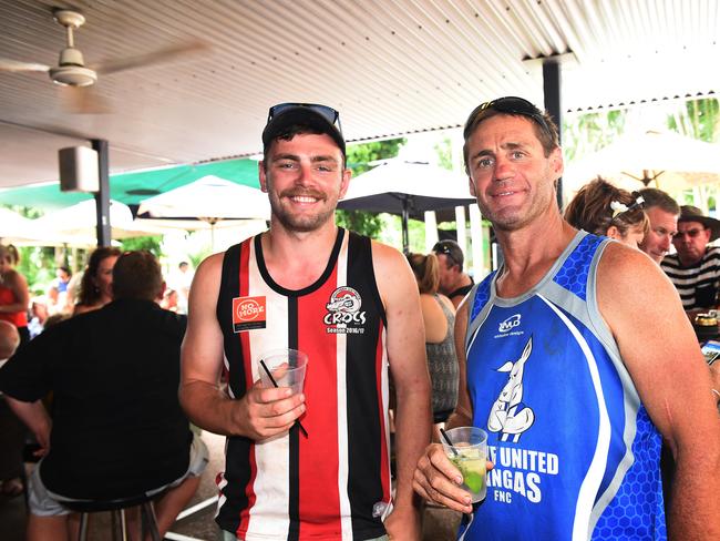 Dan Wehrung and Andrew Reed at the Noonamah Tavern Frog Races. PICTURE: Justin Kennedy