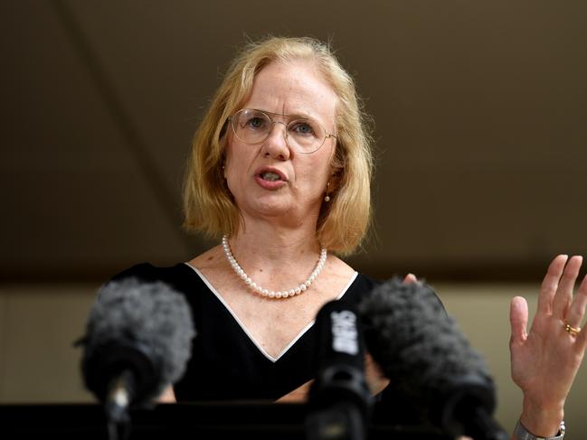 Queensland Chief Health Officer Dr Jeanette Young speaks at a press conference to provide a Covid update. Picture: Dan Peled/NCA NewsWire