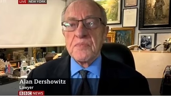 Alan Dershowitz is introduced to comment after the Ghislaine Maxwell verdict. Picture: BBC