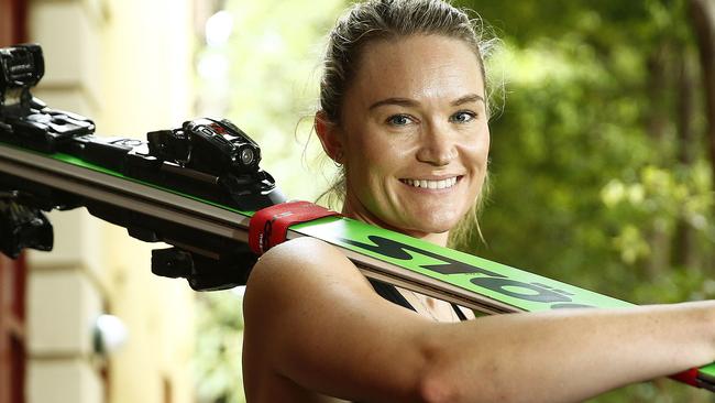 Olympic skier Sami Kennedy-Sim competes in Ski Cross. She has developed a home training regime during the Covid-19 crisis with everything except the snow. Picture: John Appleyard