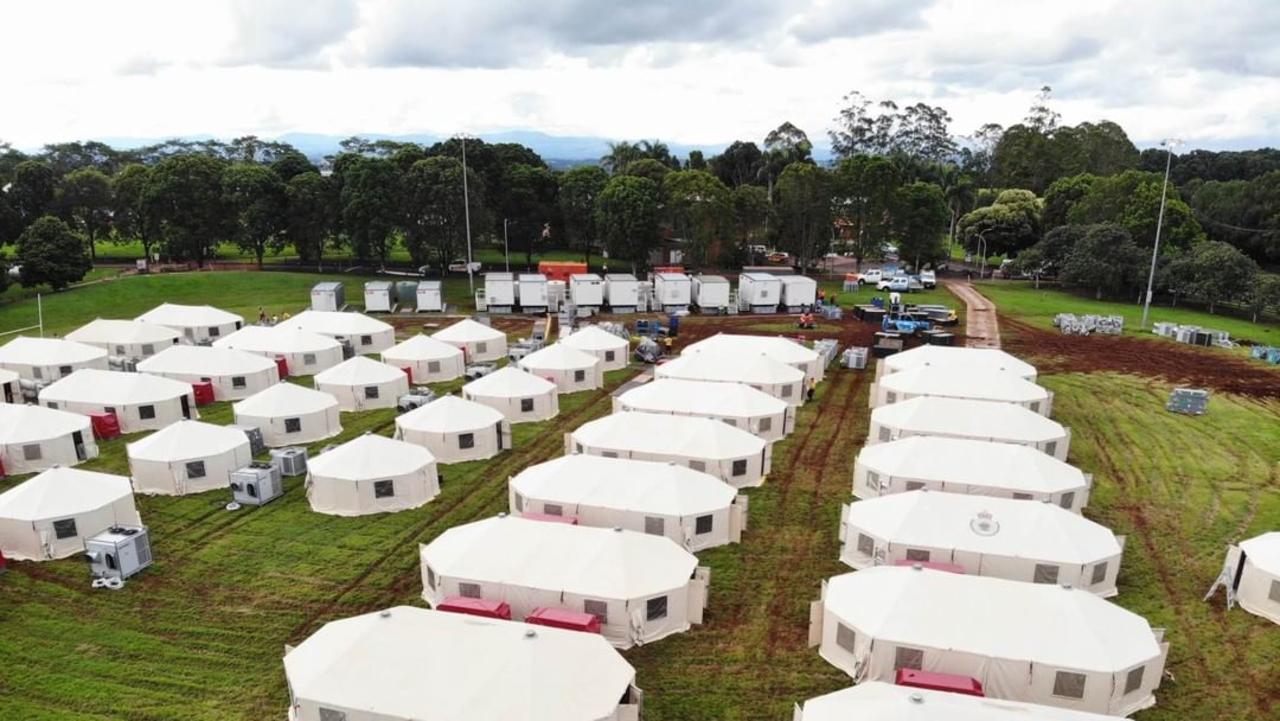 Each set up is intended to host including showers and toilets, food service areas and first aid in an attempt to help those providing flood relief. Source: Instagram/nswrfs