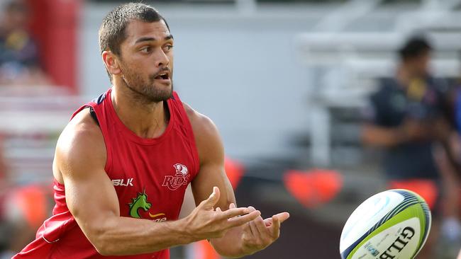 Karmichael Hunt at Qld Reds training Ballymore. Pic Jono Searle.