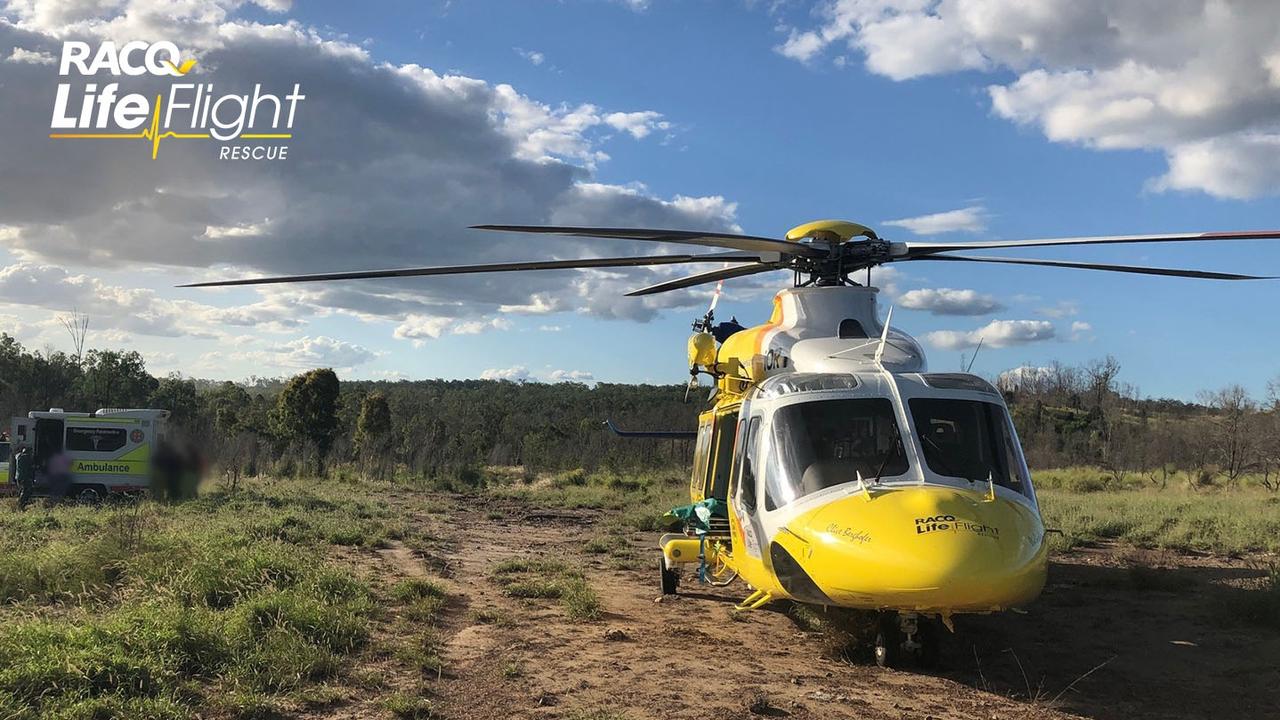 A man has been flown to hospital after he fell from a horse and hit his head on a property near Gayndah. Photo/RACQ Lifeflight